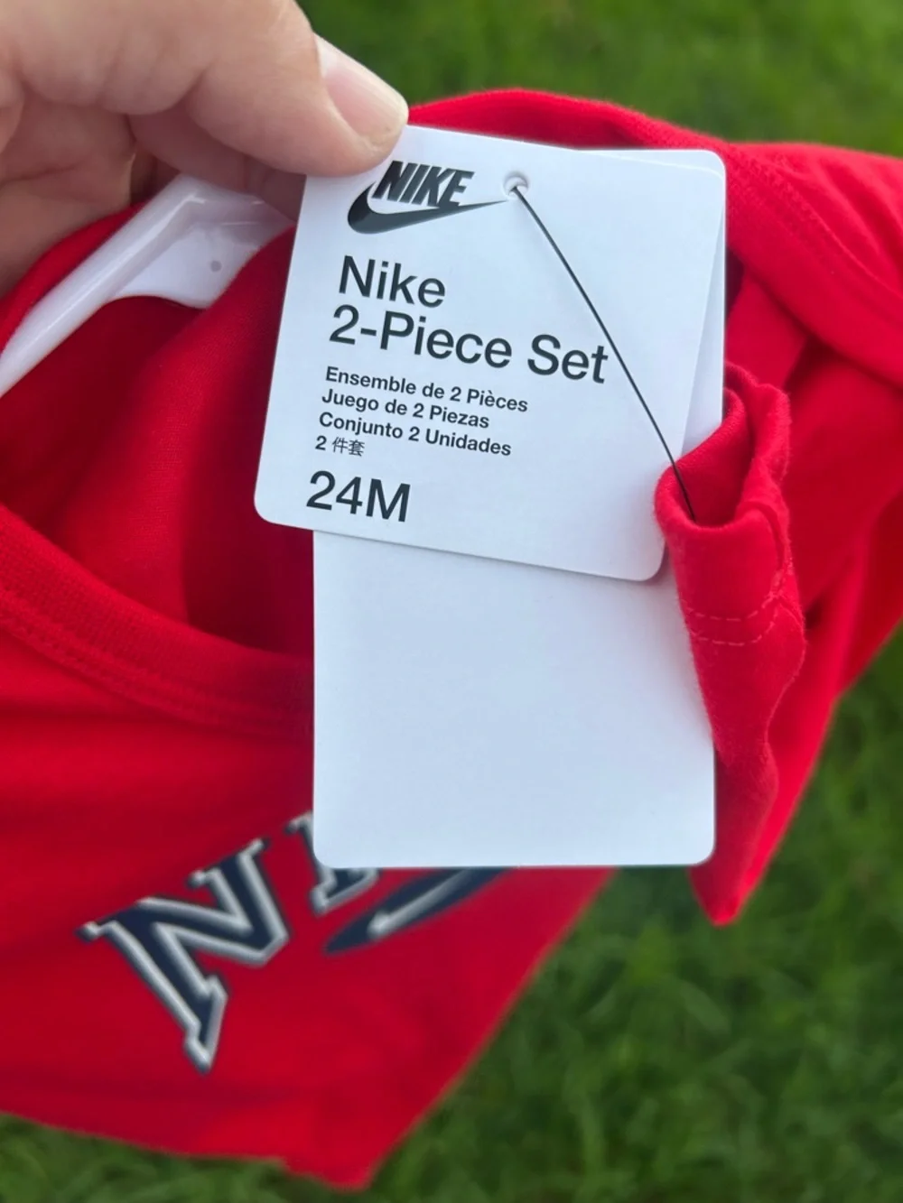 Nike Red Long-Sleeve Logo Bodysuit